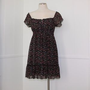 off shoulder floral dress small elastic waist